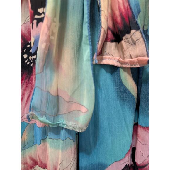 Xhilaration Womens M Sleeveless Maxi Dress Colorful Blue Floral Spring Summer - Picture 5 of 9